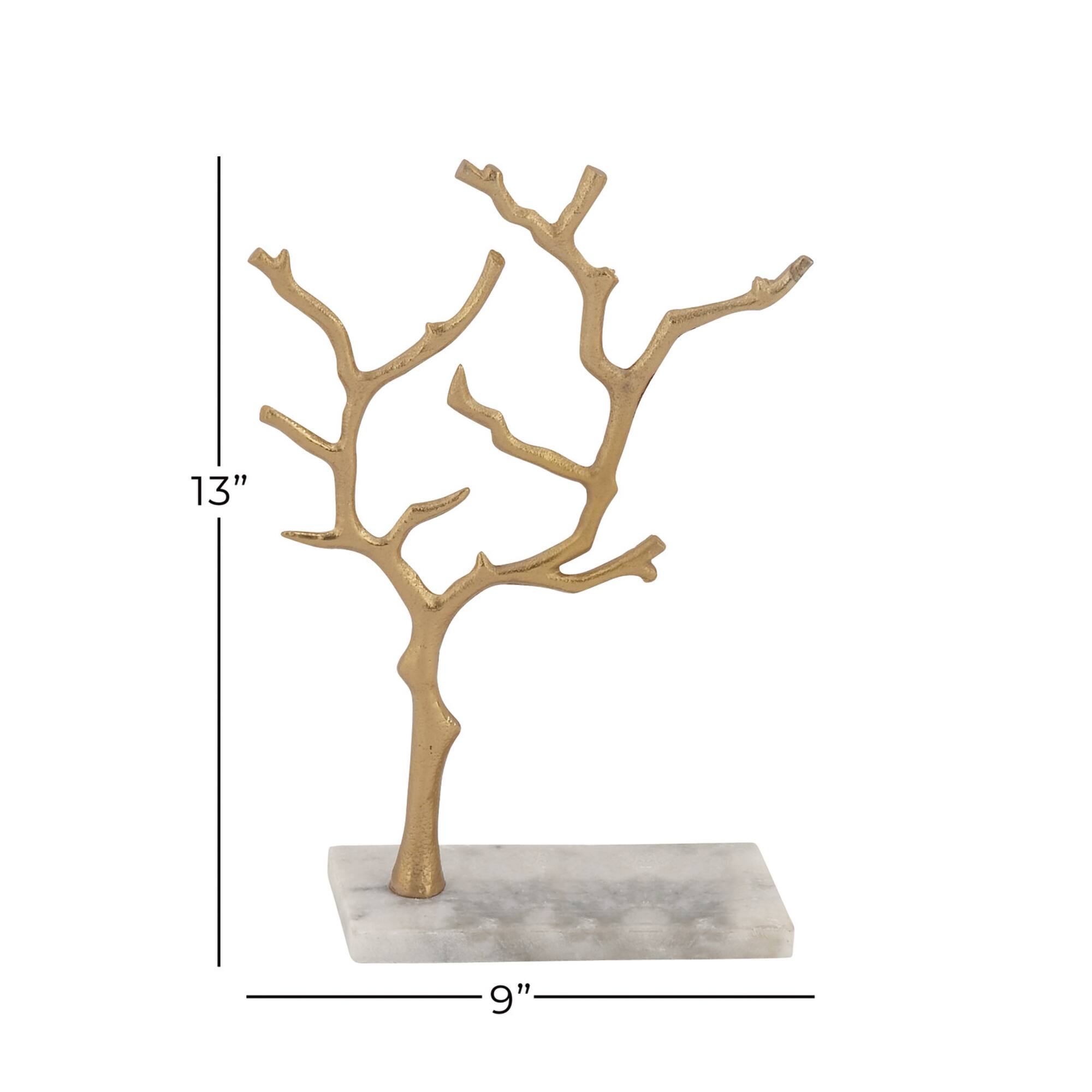 Gold Marble and Aluminum Modern Jewelry Stand, 13" x 9" x 3"